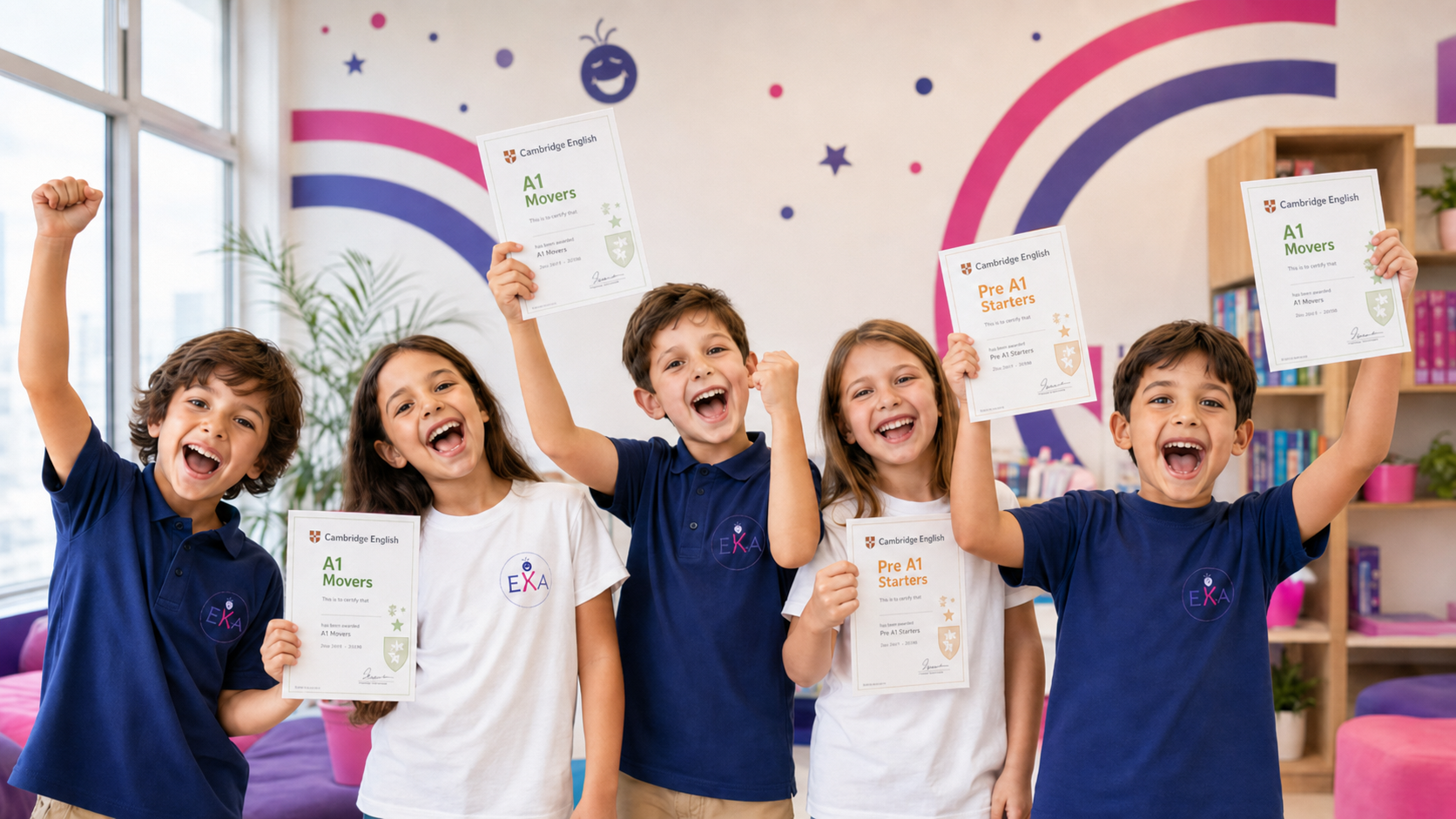Copii la cursuri Cambridge YLE pentru clasele II–IV, Pre A1 Starters și A1 Movers, English Kids Academy